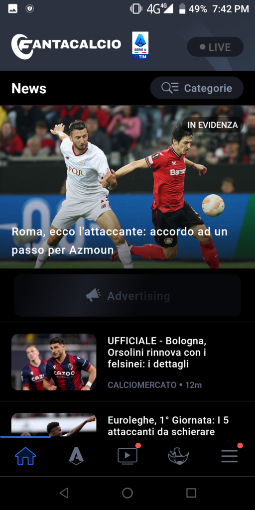 Fantacalcio Serie A Main page