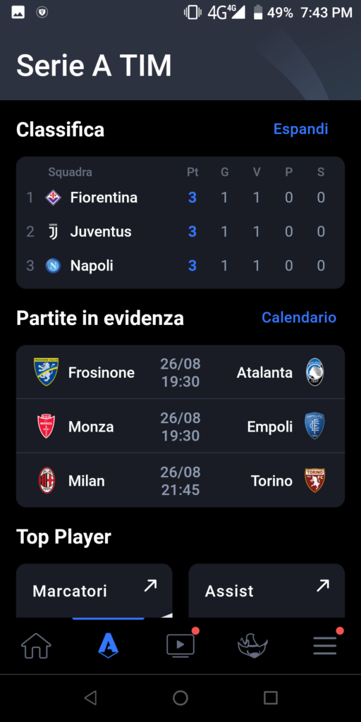 Fantacalcio Serie A Matches