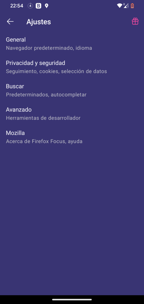 Firefox Focus Ajustes