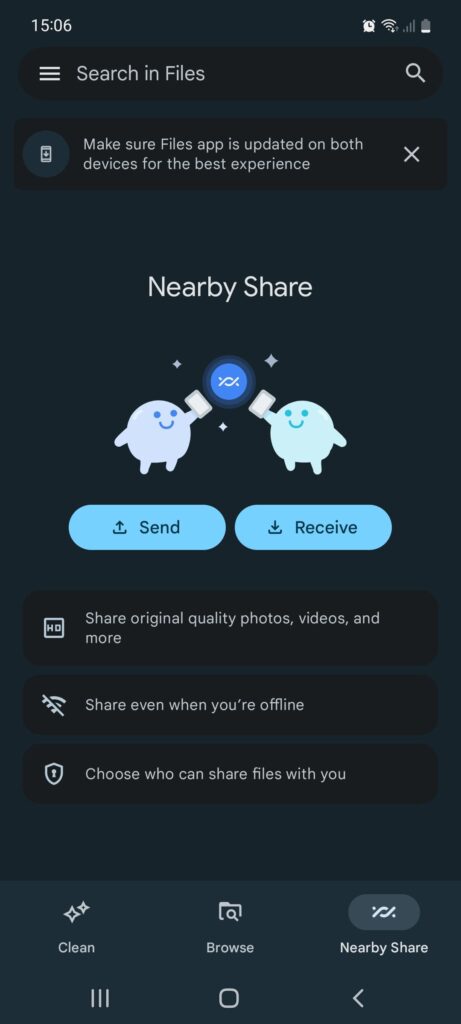 Google Files Nearby Share