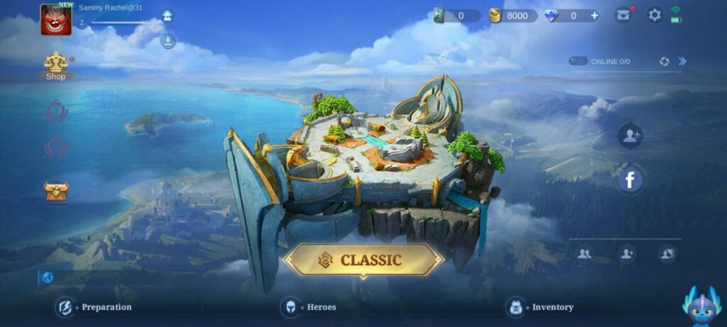 Mobile Legends Main menu