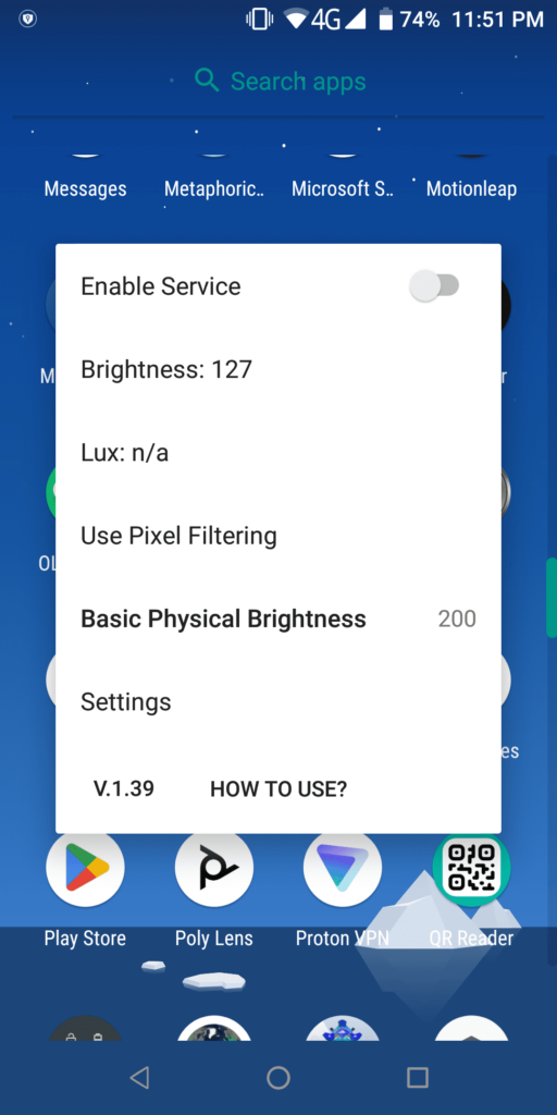 OLED Saver Enable service