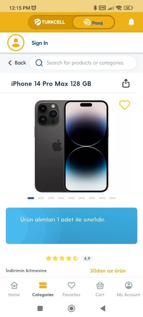 Turkcell Product page
