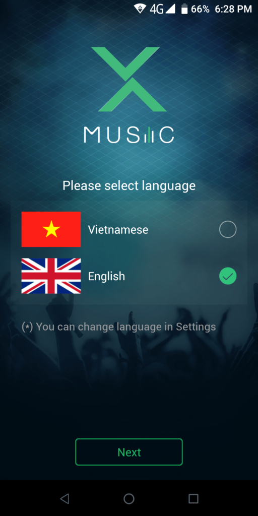 XMusic Select language
