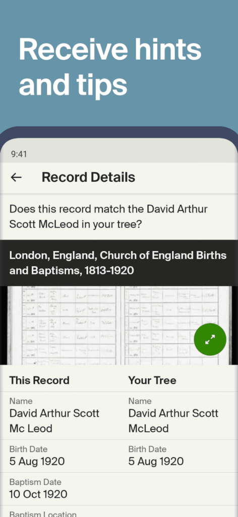Ancestry Record details