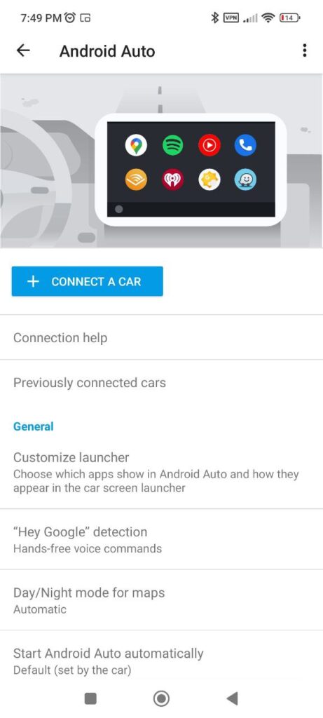 Android Auto Settings