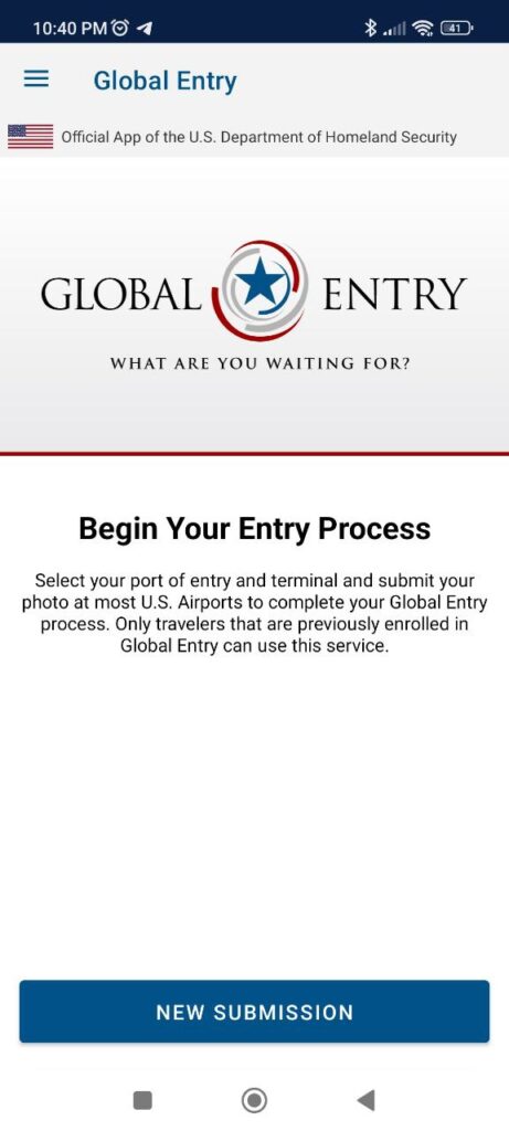 Global Entry Submission