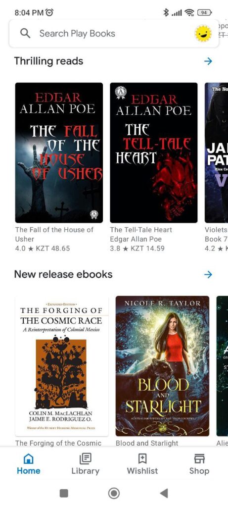 Google Play Books Homepage