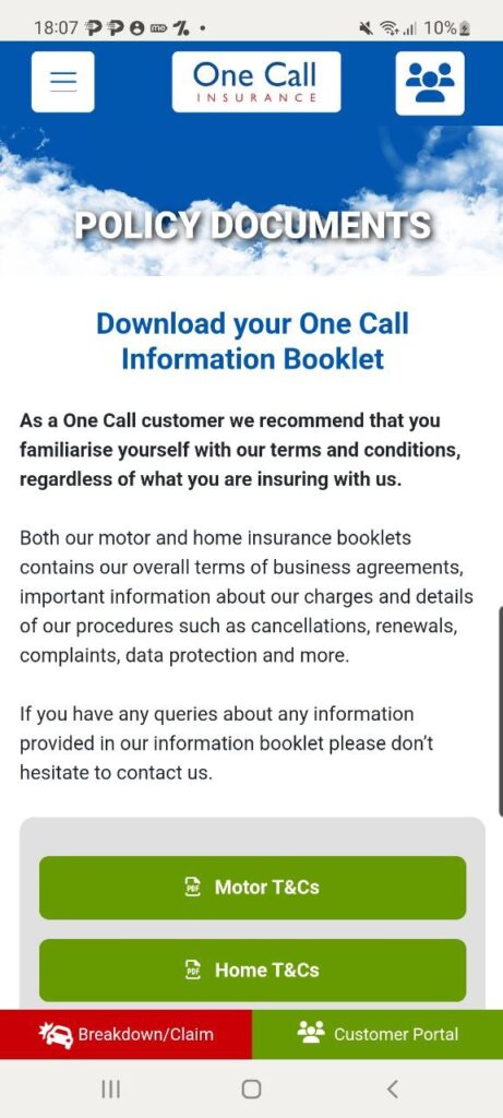One Call Insurance Homepage