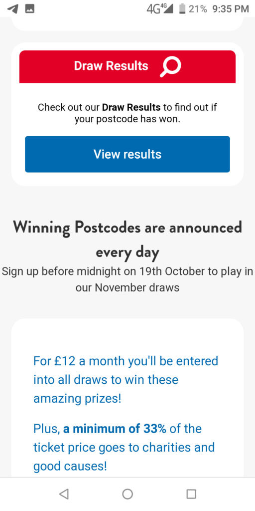 Postcode Lottery View results