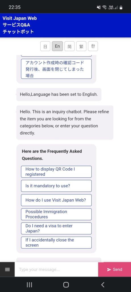 Visit Japan Web Chatbot
