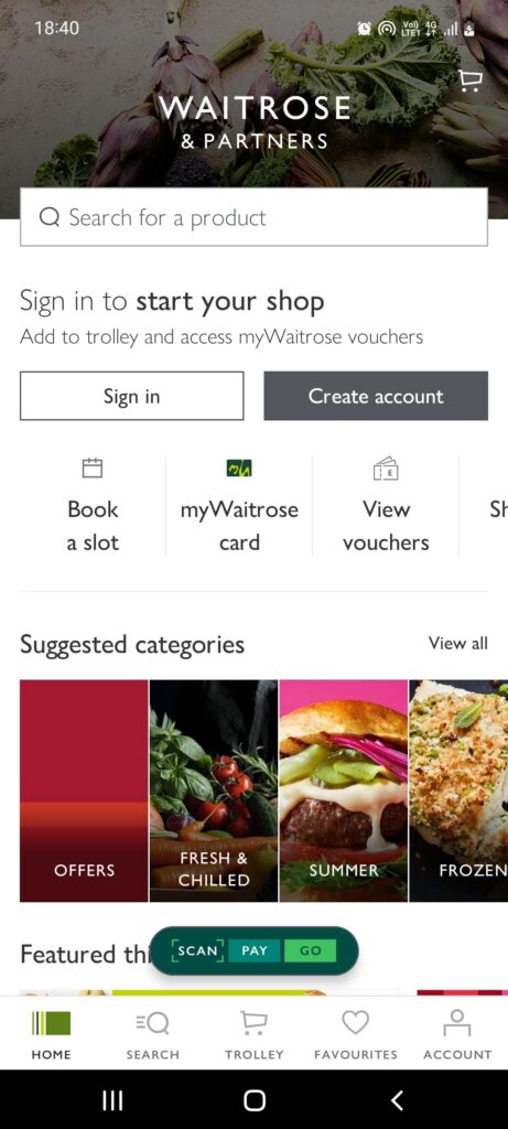 Waitrose Home page