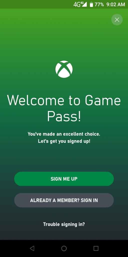 Xbox Game Pass Sign up