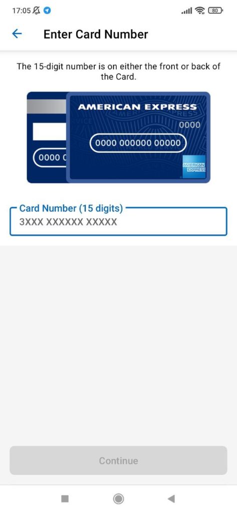 American Express Enter card number