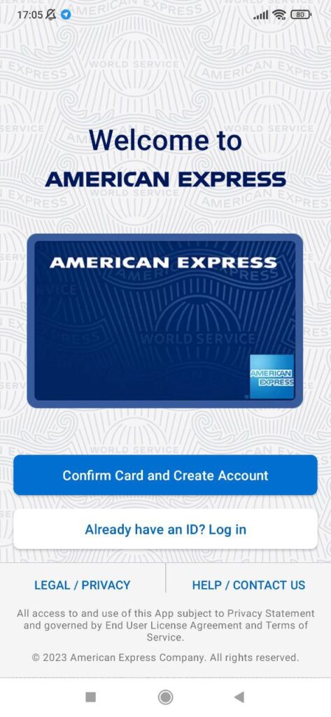 American Express Main page
