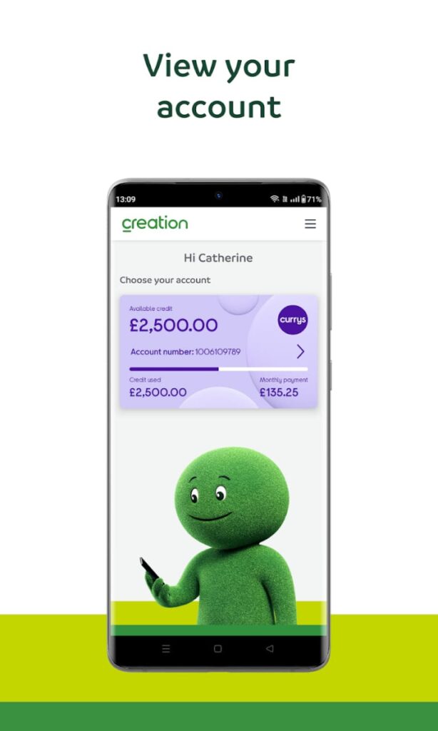 Creation Finance View your account