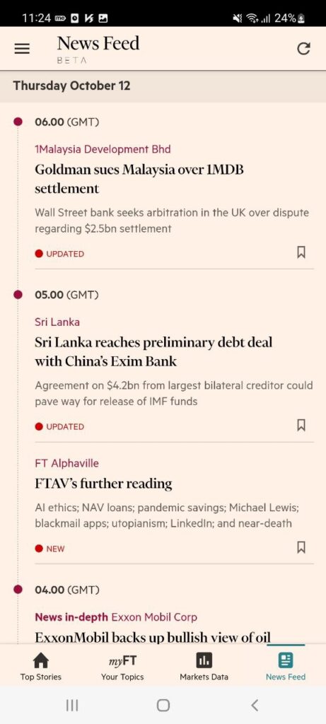 Financial Times News feed