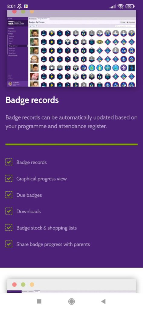 Online Scout Manager Badge records