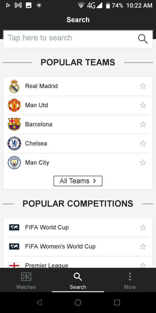 Soccerway Search