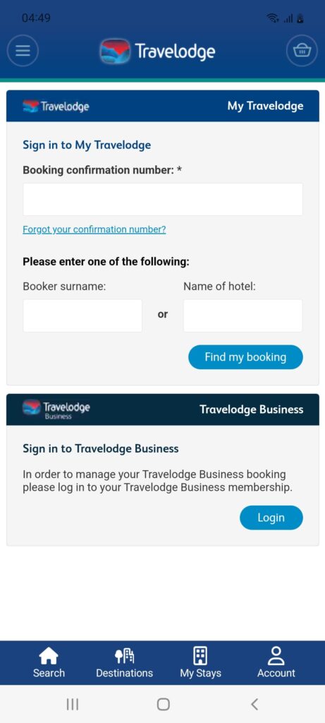 Travelodge Sign in