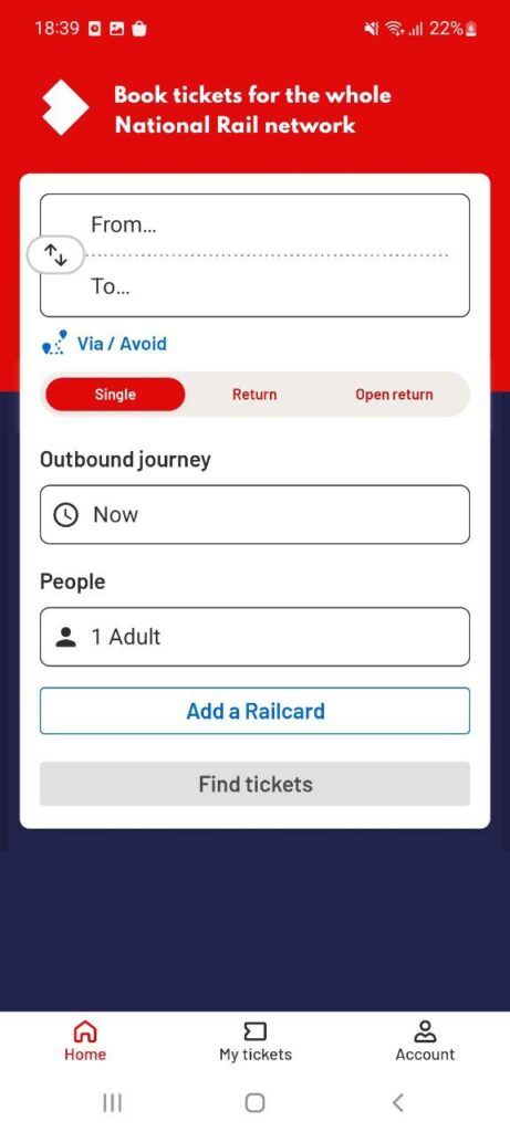 Virgin Train Homepage