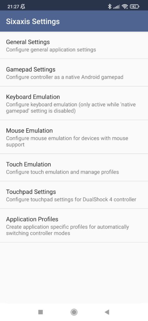 Sixaxis Controller Settings