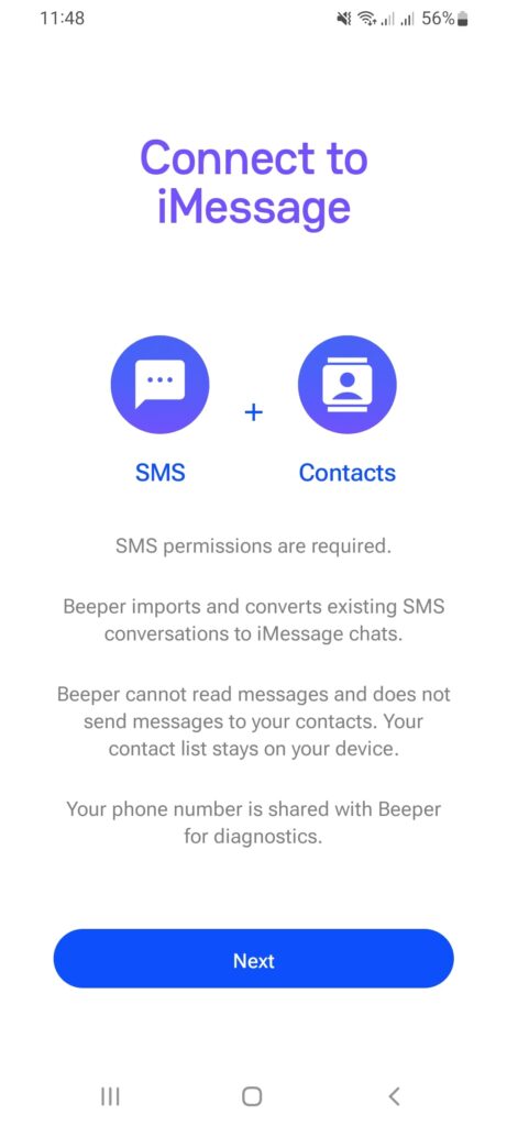 Beeper Mini SMS