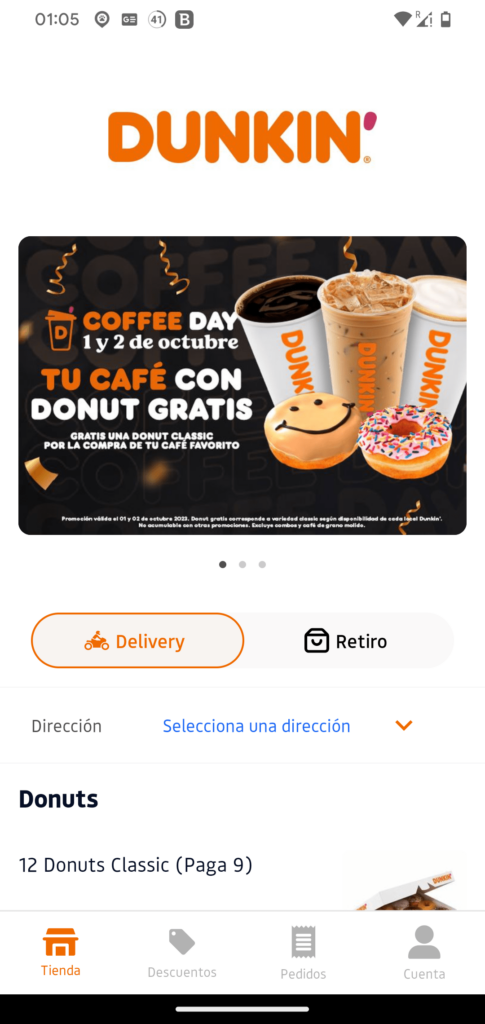 Dunkin App Chile Tienda