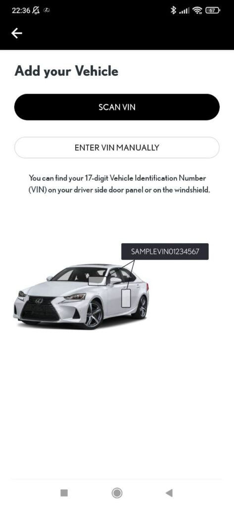 Lexus Add a vehicle