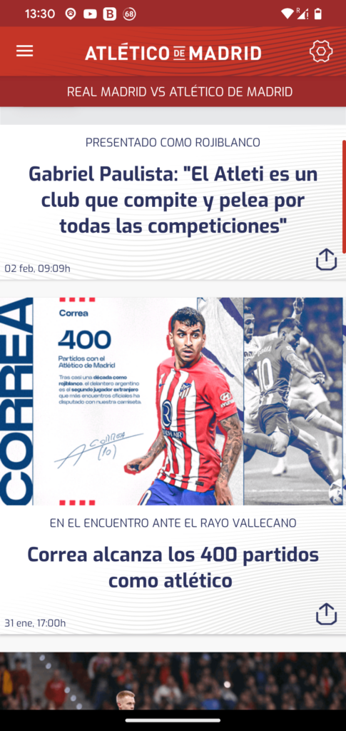 Atlético de Madrid Oficial Inicio
