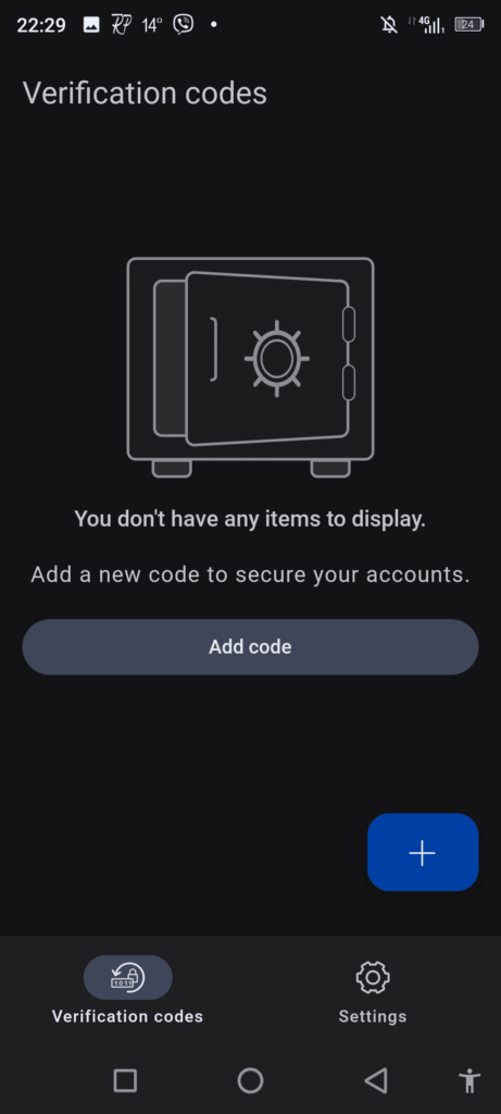 Bitwarden Authenticator Main page