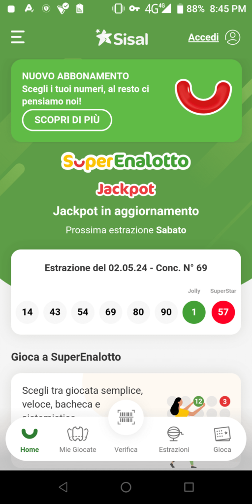 SuperEnalotto Homepage