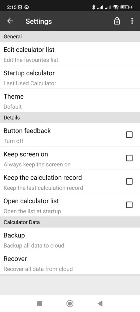 ClevCalc Settings