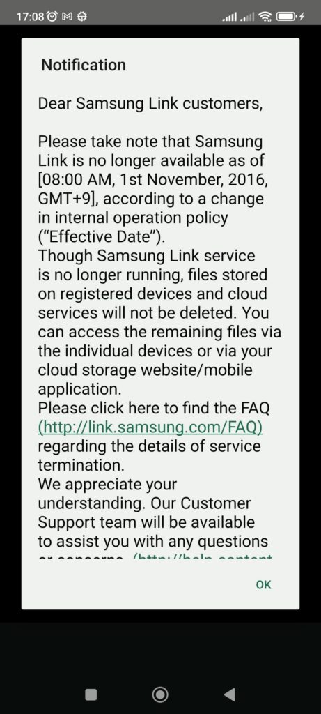 Samsung Link Notification