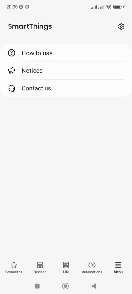 SmartThings Menu