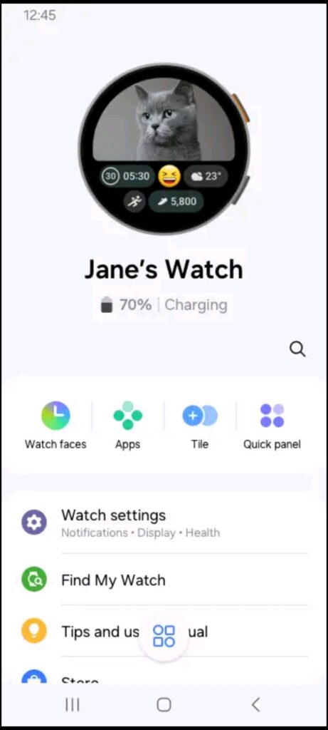 Galaxy Watch7 Plugin Main page