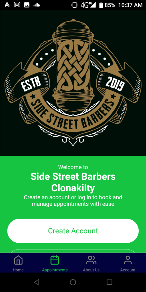 Side Street Barbers Clonakilty Create account