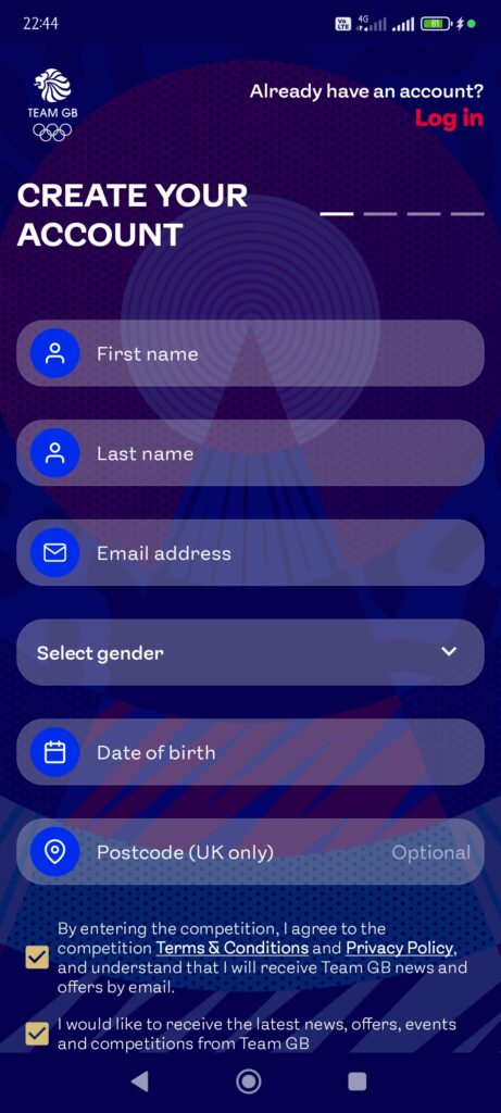 Team GB Create account