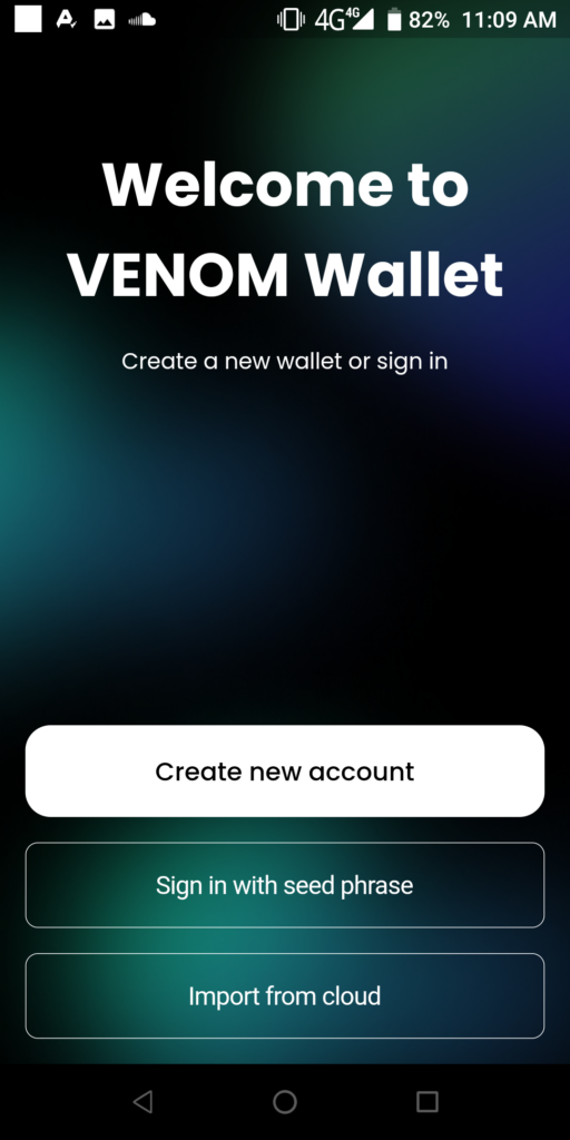 Venom Blockchain Wallet Create account