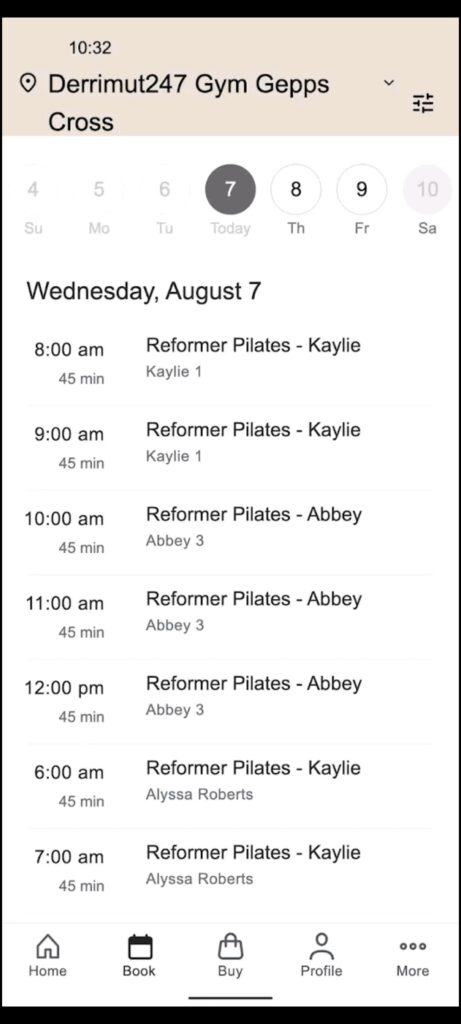 Derrimut247 Pilates Calendar