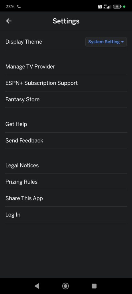 ESPN Fantasy Sports Settings