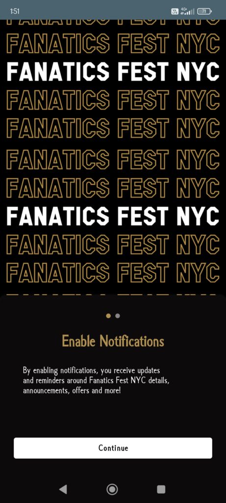 Fanatics Events Notifications