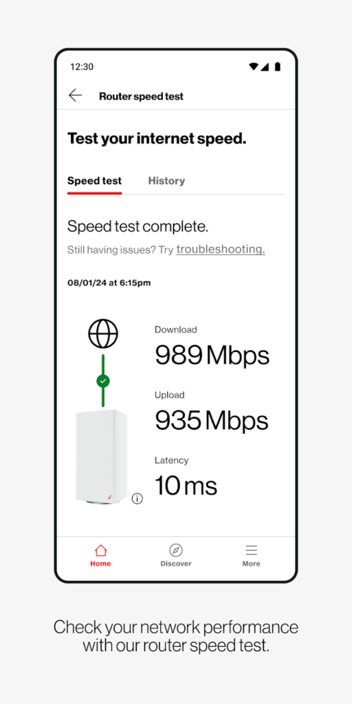 Verizon Home Speed test