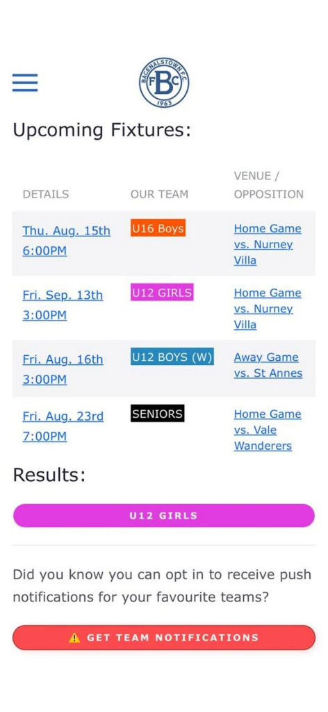 Bagenalstown AFC Fixtures