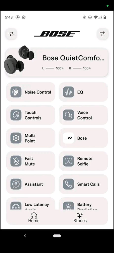 Bose QC Earbuds Menu