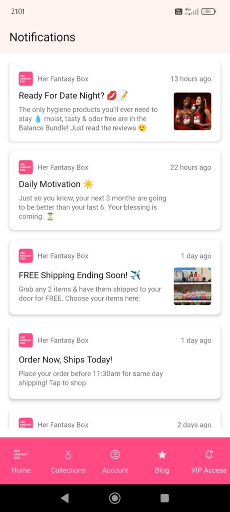 Her Fantasy Box Notifications