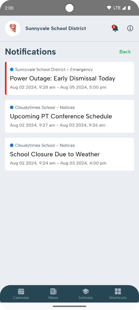 SchoolGuide 2 Notifications