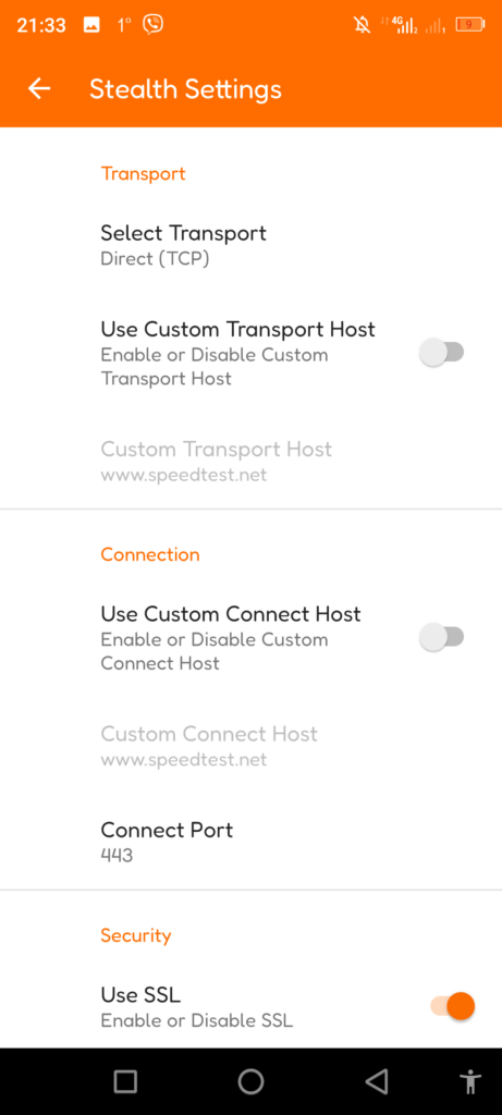 AnonyTun Pro Stealth settings