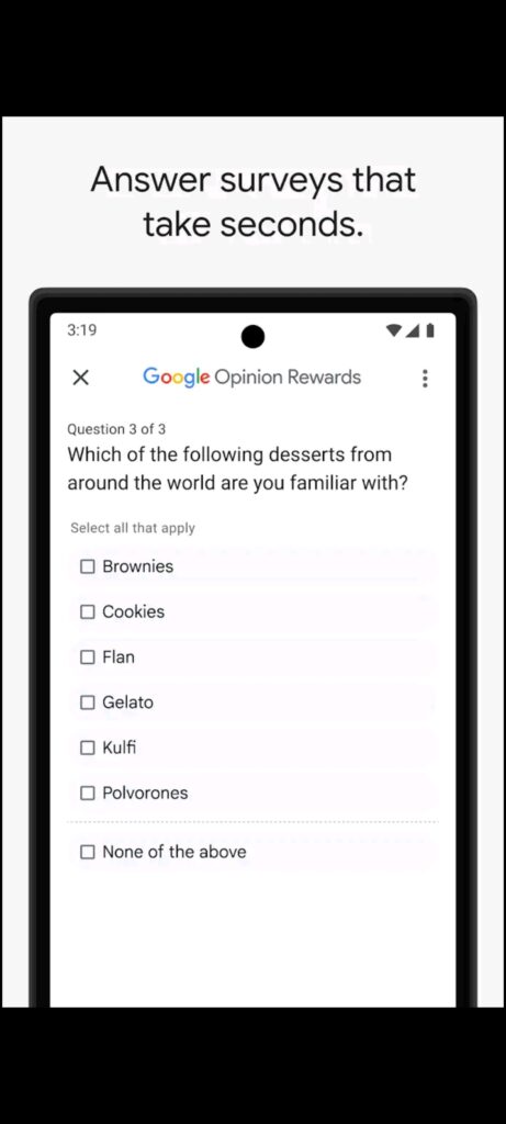 Google Opinion Rewards Survey