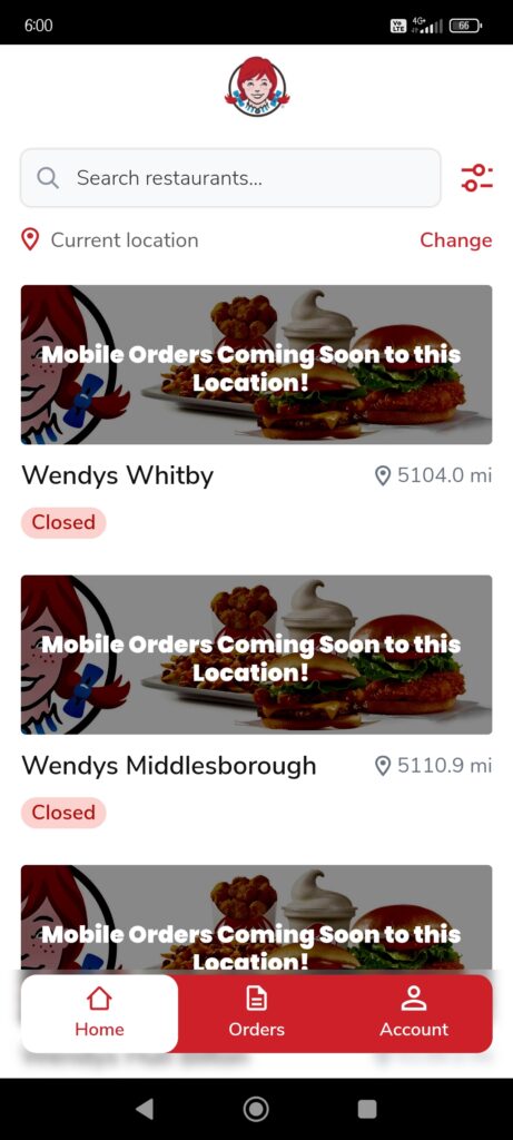 Wendys UK Search restaraunts